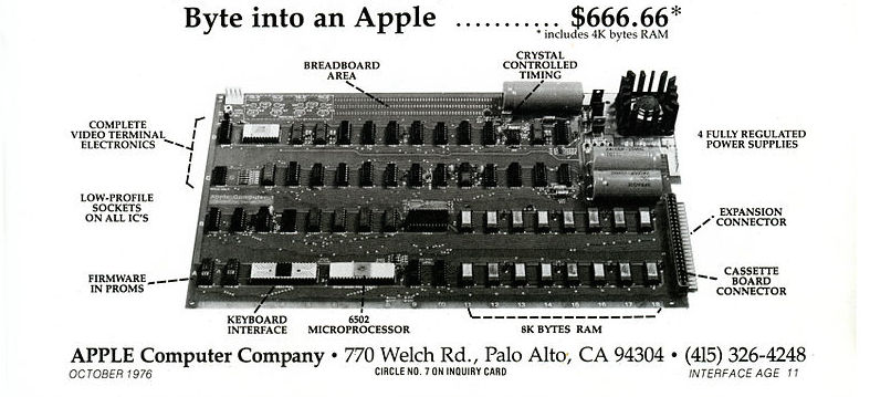 Annonce de l'Apple 1 en octobre 1976 (Wikimedia commons)
